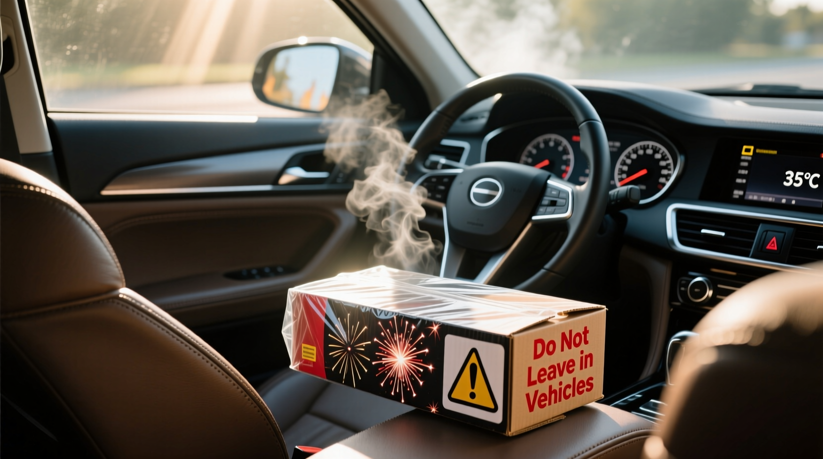 can fireworks sit in the car