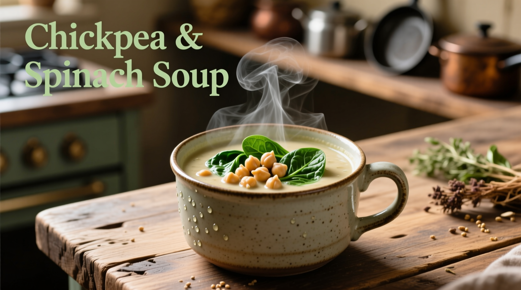 Creamy Chickpea Spinach Soup Recipe in 30 Minutes