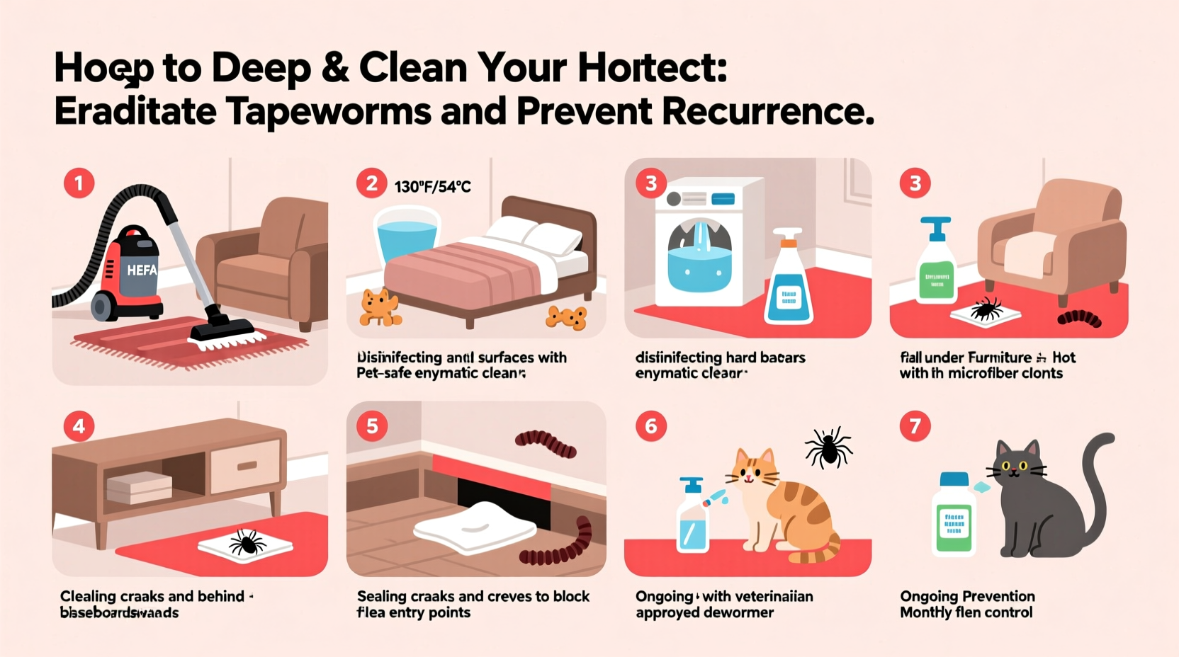 how to deep clean your home to completely eliminate cat tapeworms and prevent recurrence
