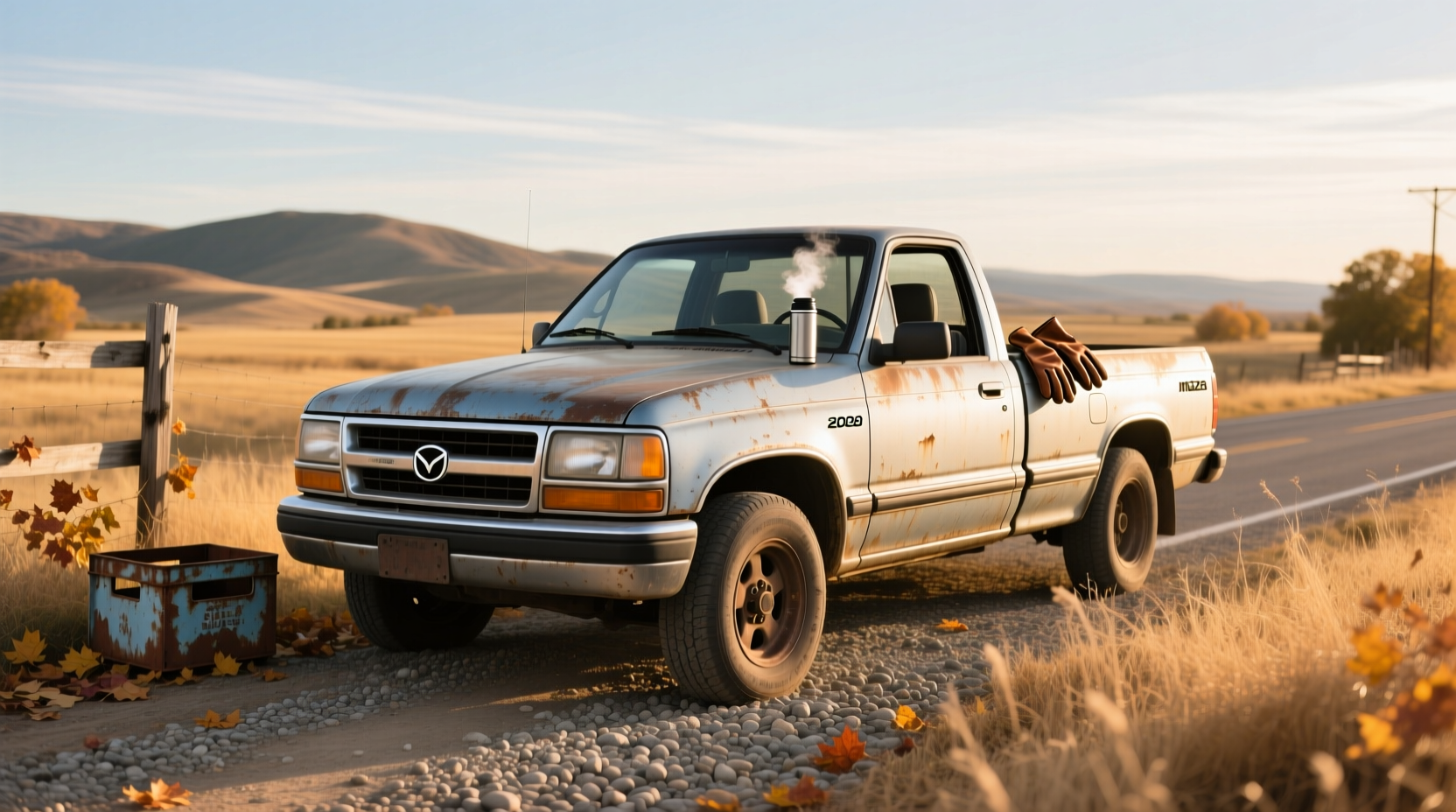 2000 Mazda B-Series pickup truck on rural road