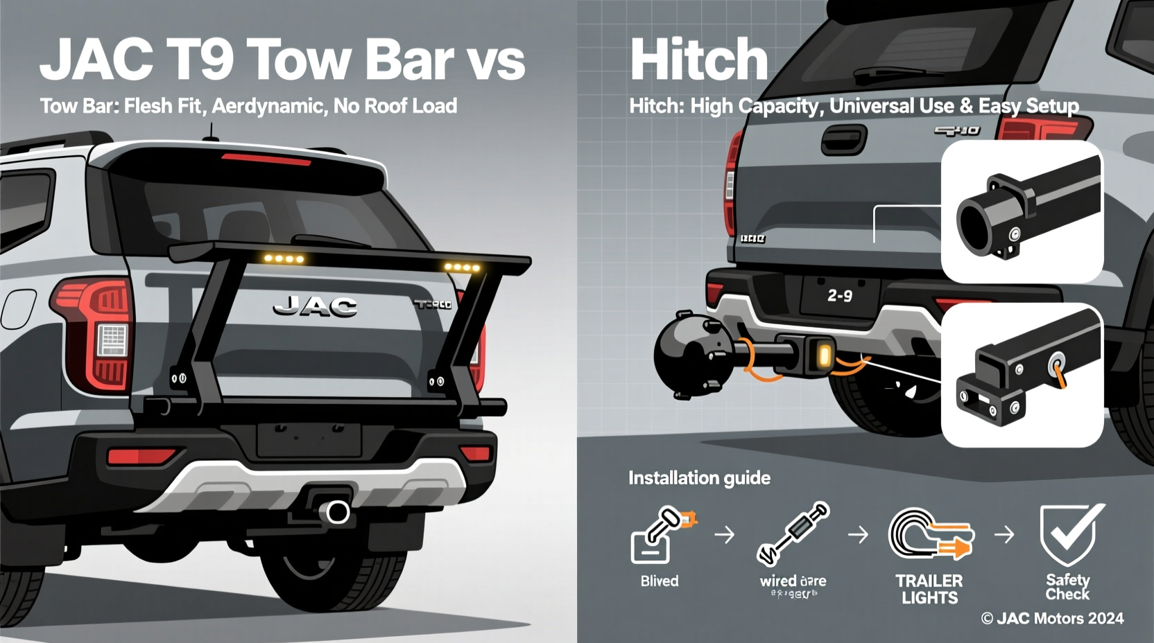 jac t9 tow bar vs hitch