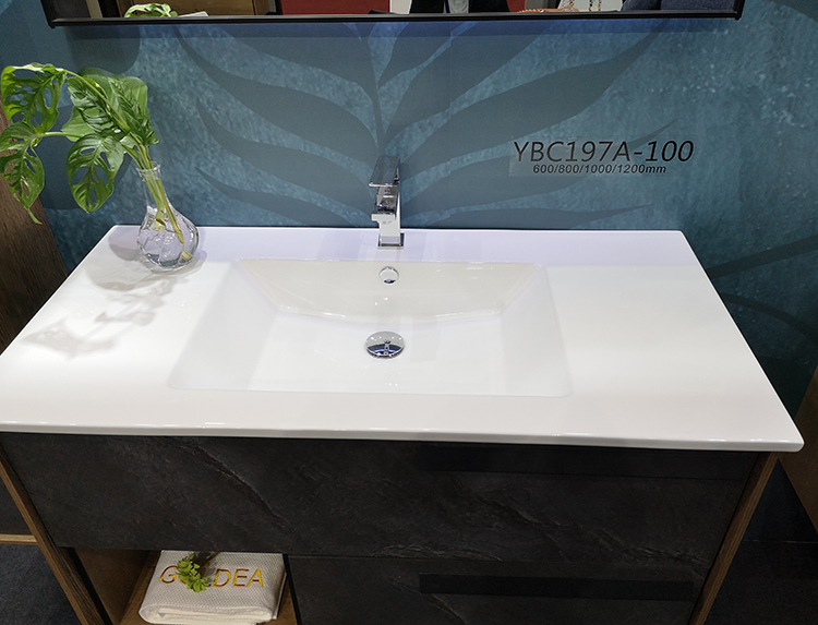 New modern melamine furniture bathroom vanity cabinets with black aluminium handle