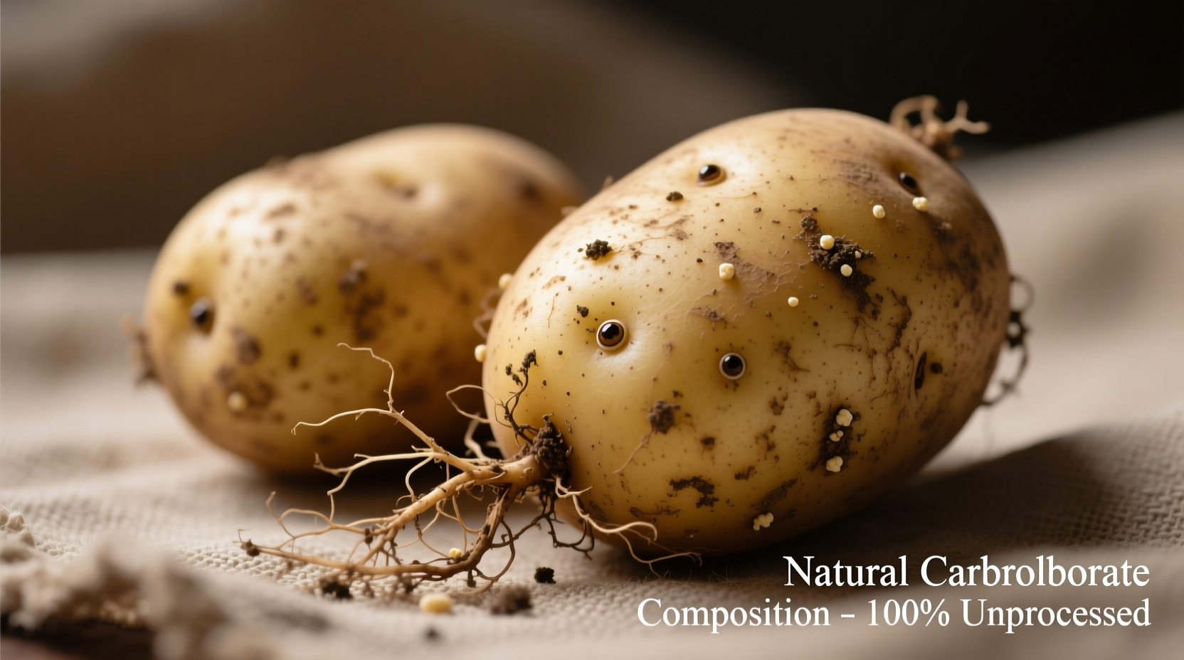 Raw potatoes with skin showing natural carbohydrate composition