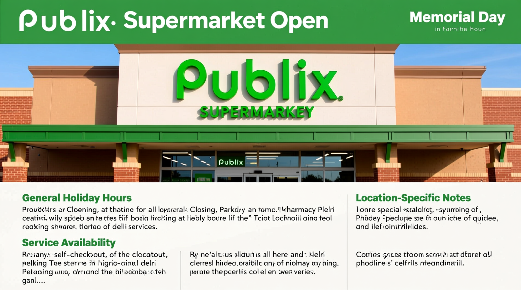 is publix supermarket open on memorial day