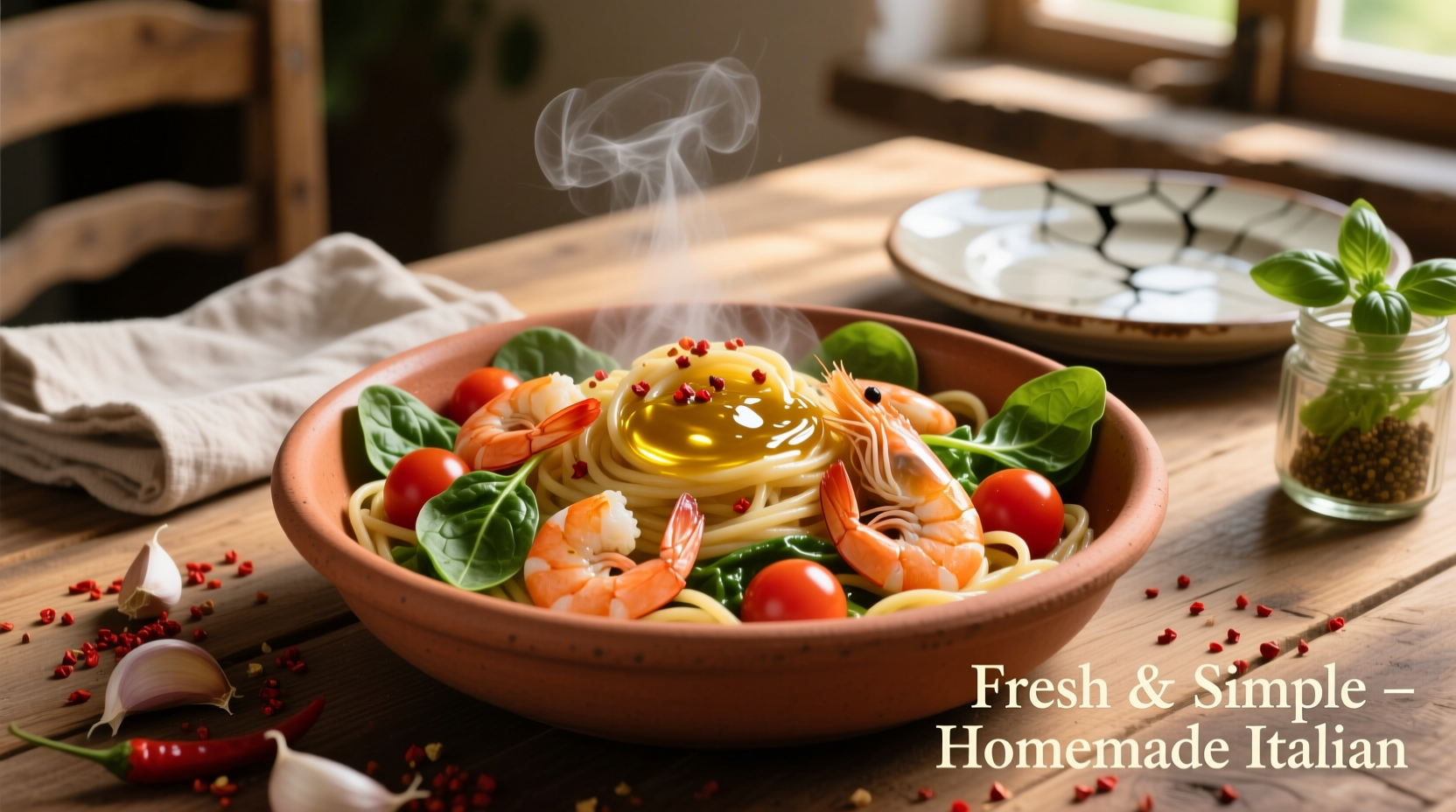 30-Minute Shrimp Tomato Spinach Pasta Recipe