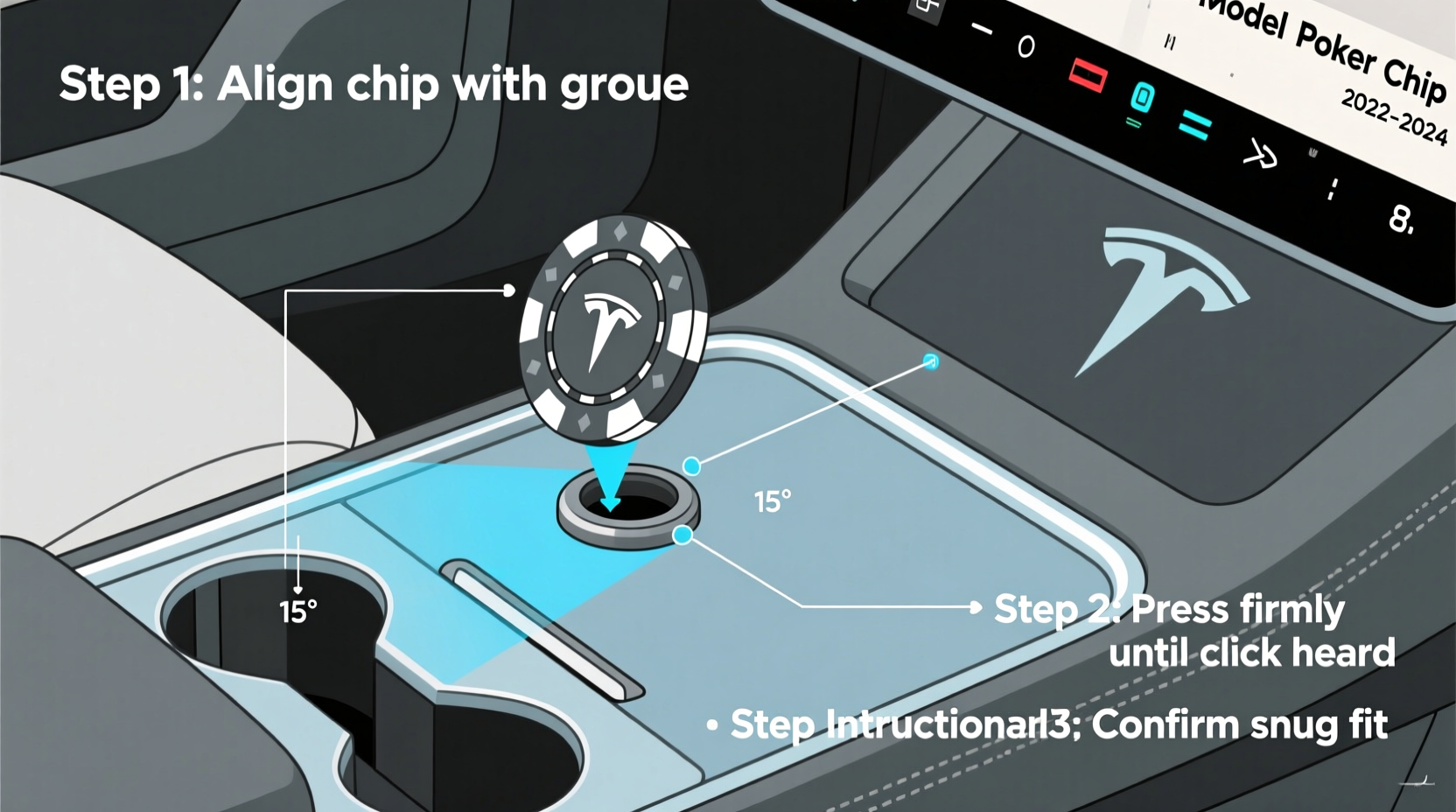 tesla model y poker chip install