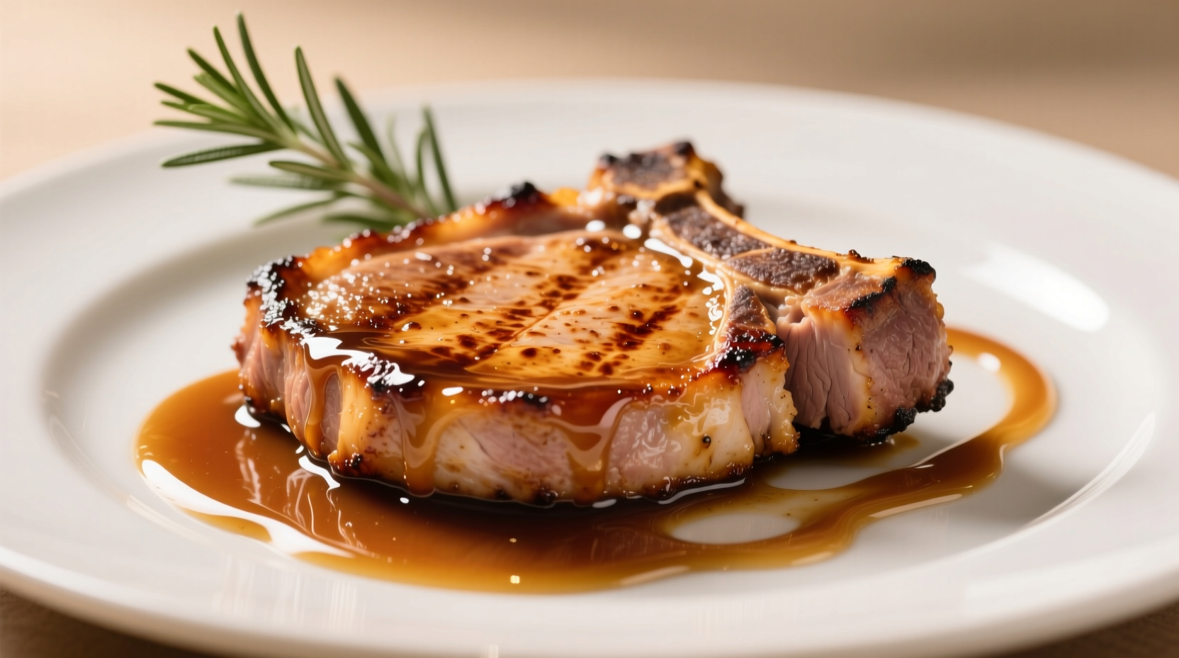 Perfectly seared pork chops with glossy honey garlic sauce