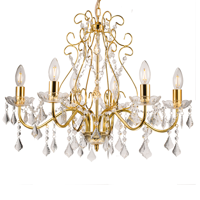 Made In China Europe Style 6 Arms Acrylic Chandelier Crystal Pendant Light NS-120223C