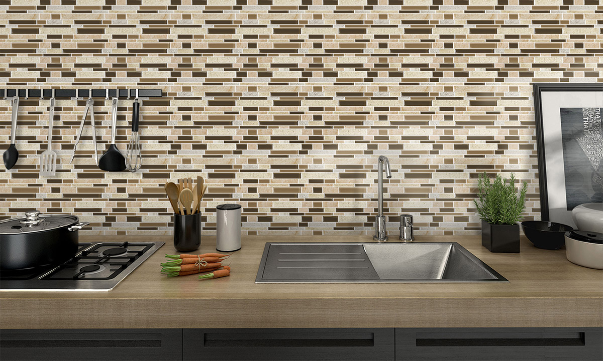 Brown rectangular crystal epoxy wall stickers DIY self-adhesive wallpaper 3D waterproof hot Amazon wallpaper wall paper