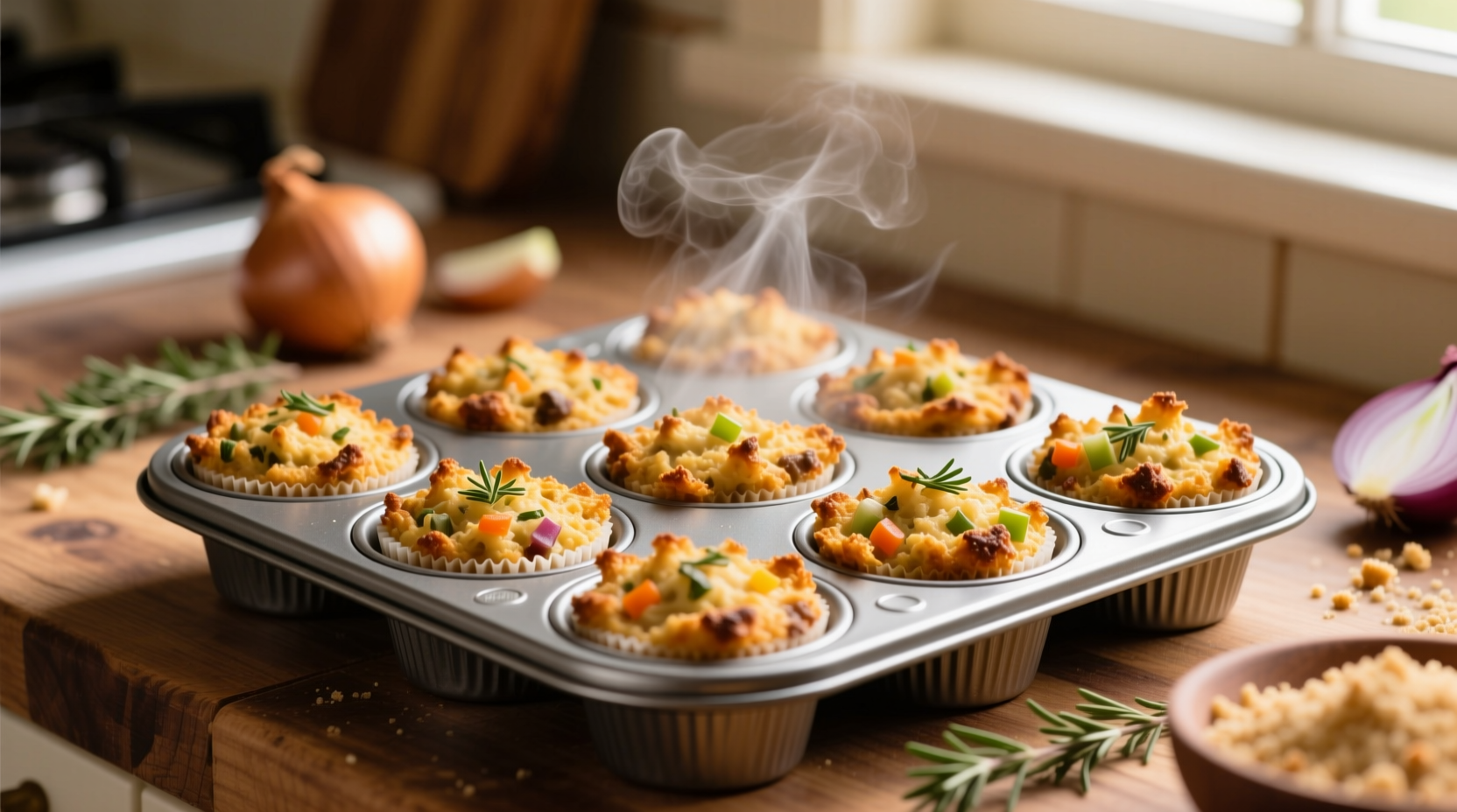 cook stuffing in a muffin tin for more of that deliciou