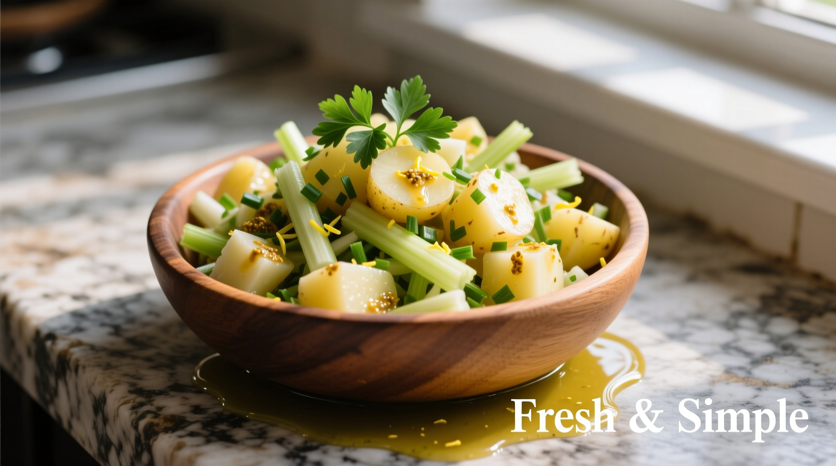 Fresh potato salad with vinaigrette dressing