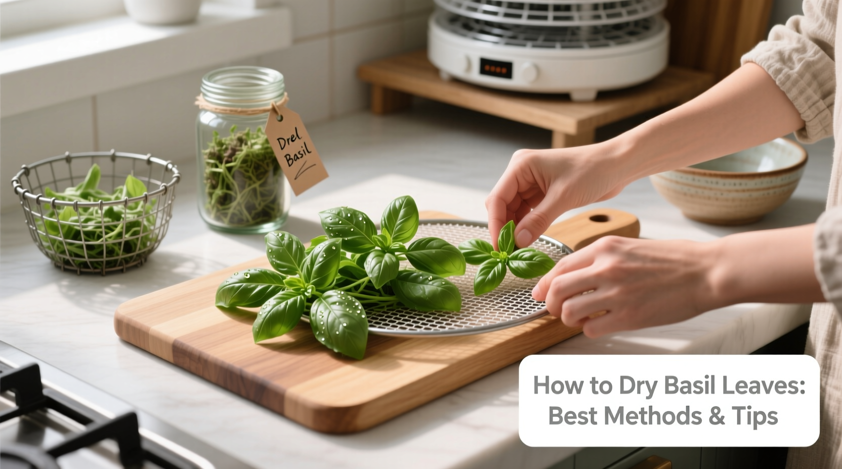 how to dry basil leaves