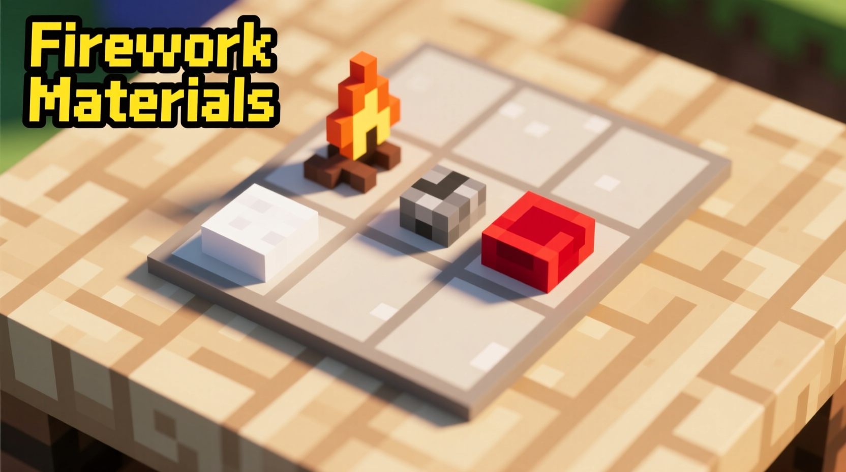 Minecraft crafting grid showing firework materials layout