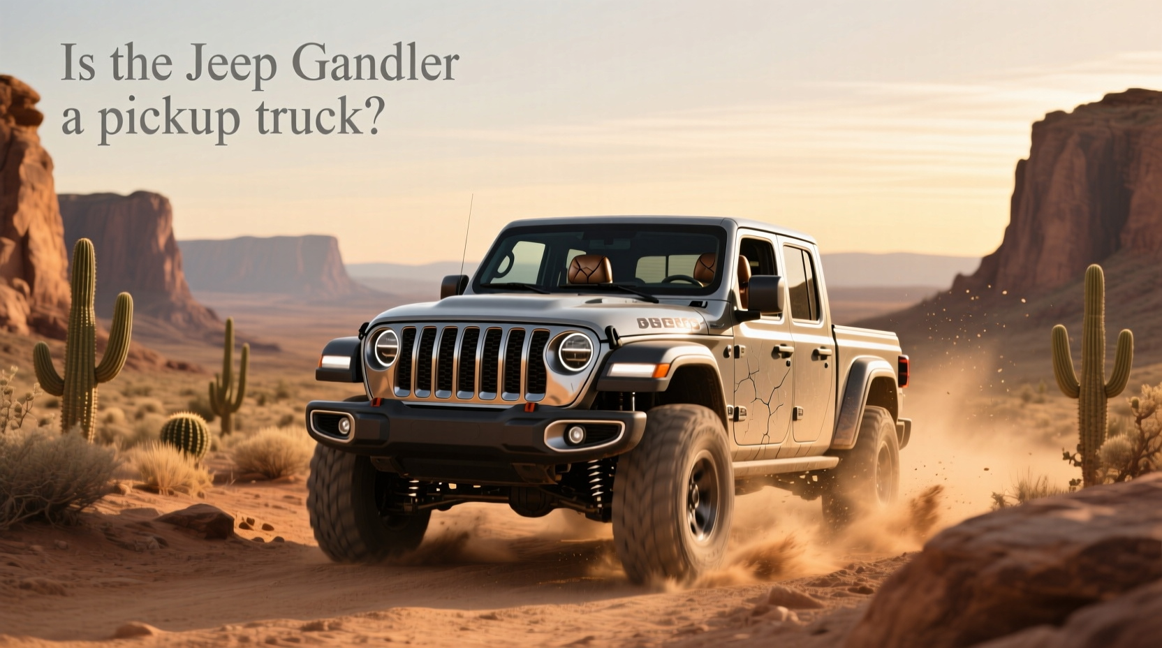 Jeep Gladiator pickup truck driving off-road through rocky terrain