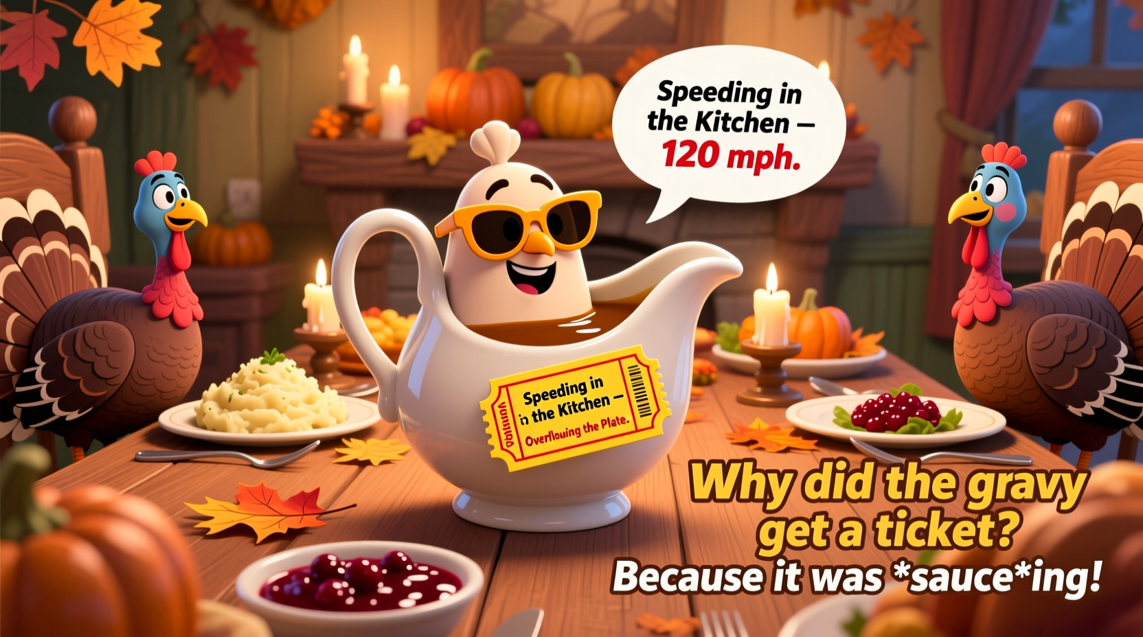 why did the gravy get a ticket thanksgiving riddles jokes