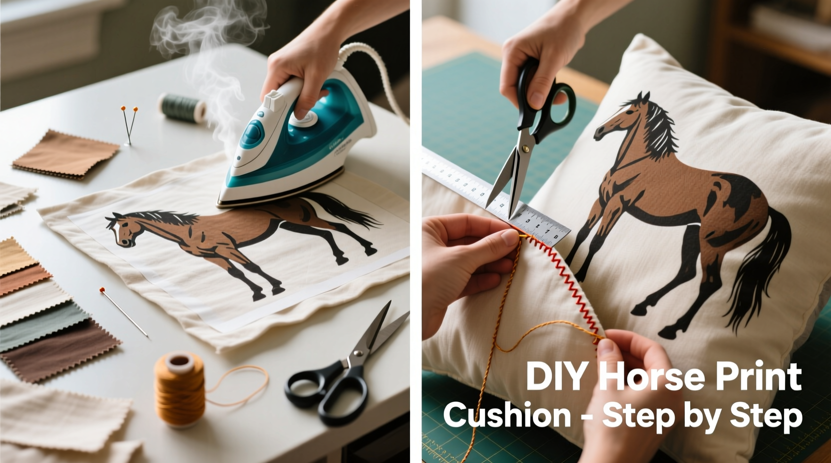 step by step guide to creating your own horse print cushion cover at home