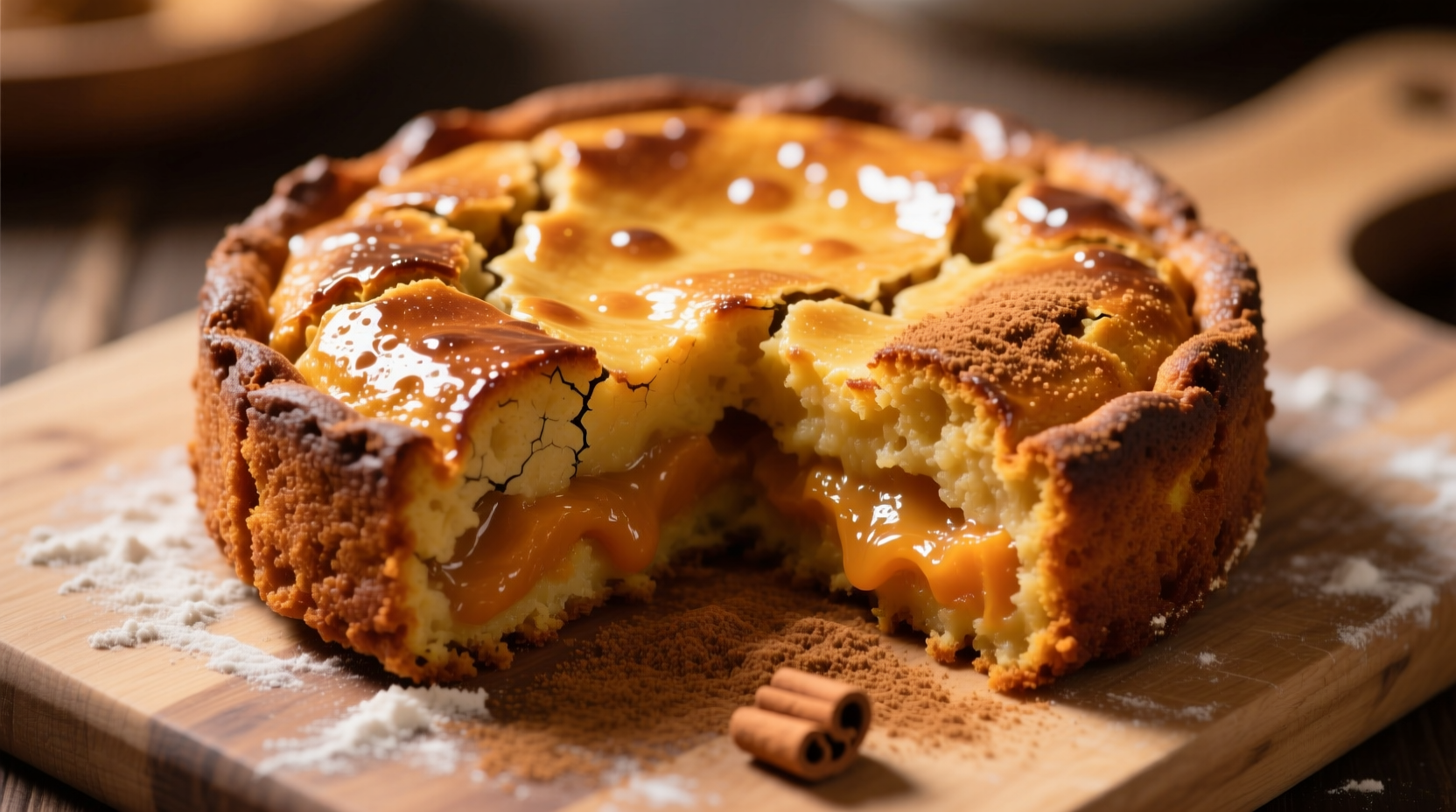 Sweet potato dump cake golden crust closeup