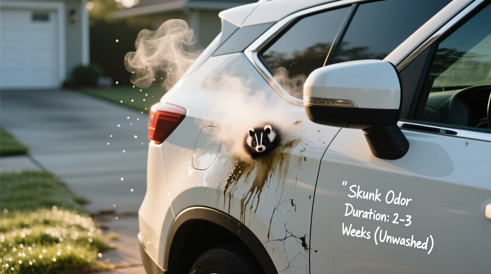how long does skunk smell last on a car
