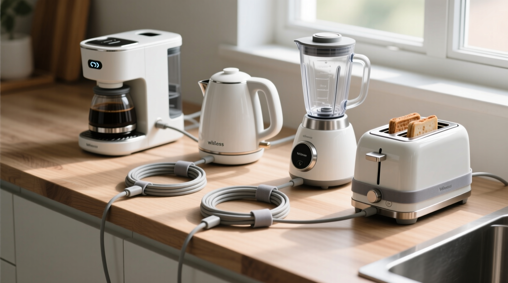 better manage small appliance cords with a bit of velcr
