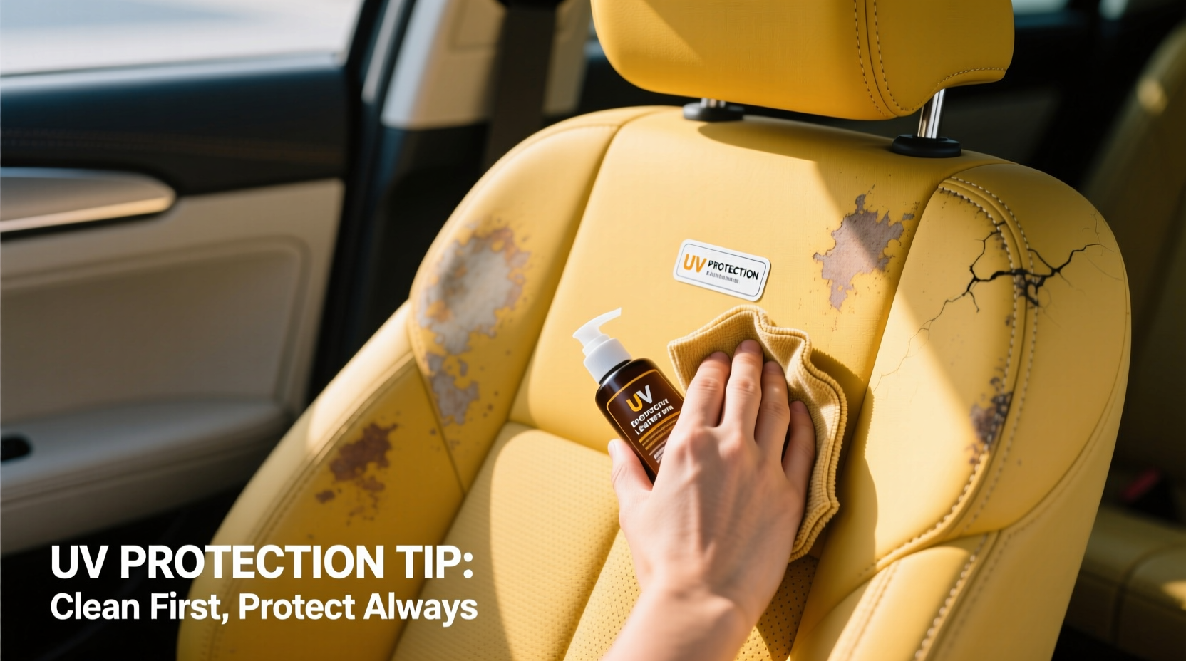 clean yellow bucket seats uv care