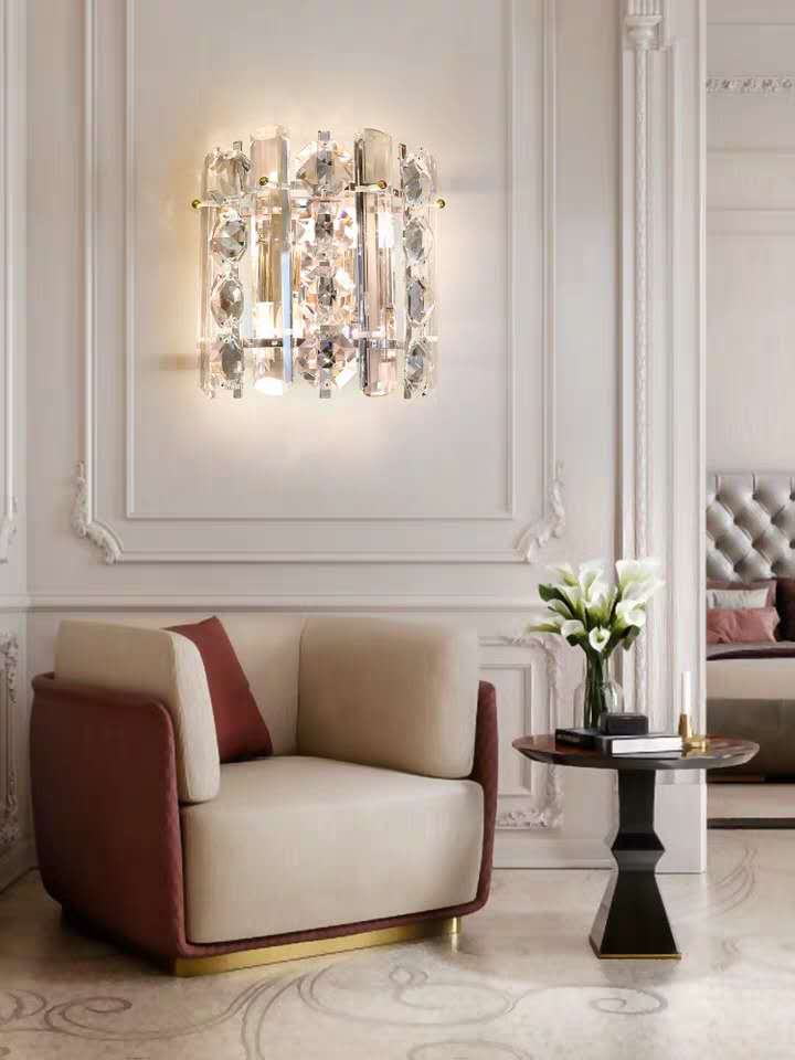 Modern luxury crystal wall lamp for home decor crystal wall sconce for living room bedside lighting