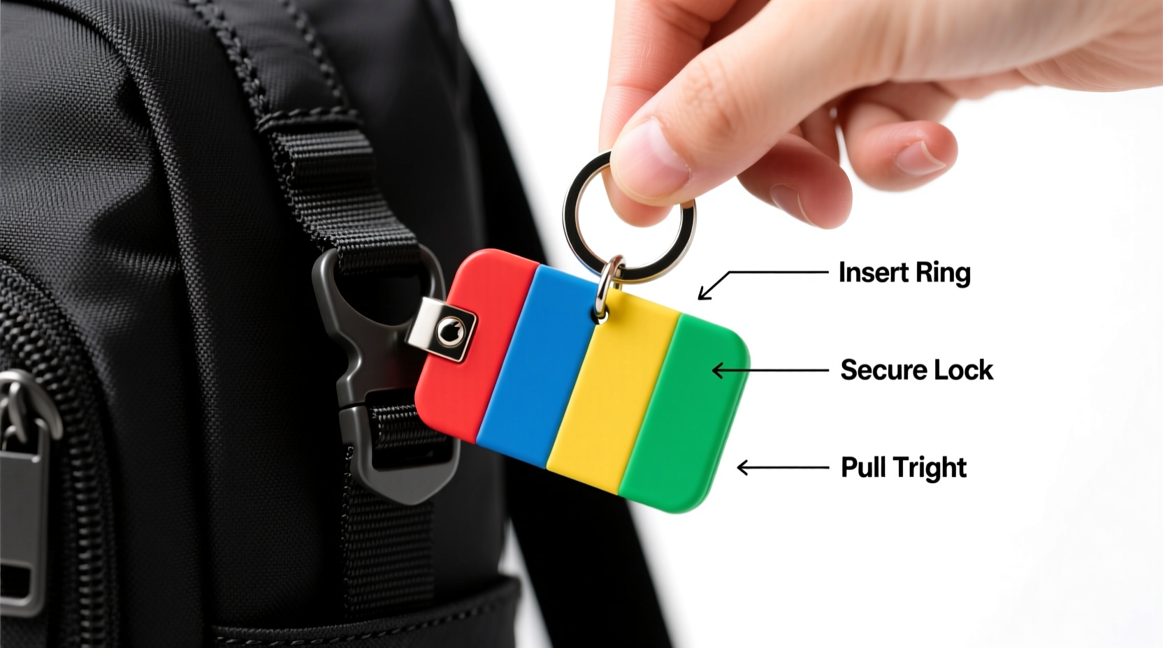 step by step guide to securely attach a color block keychain to your backpack