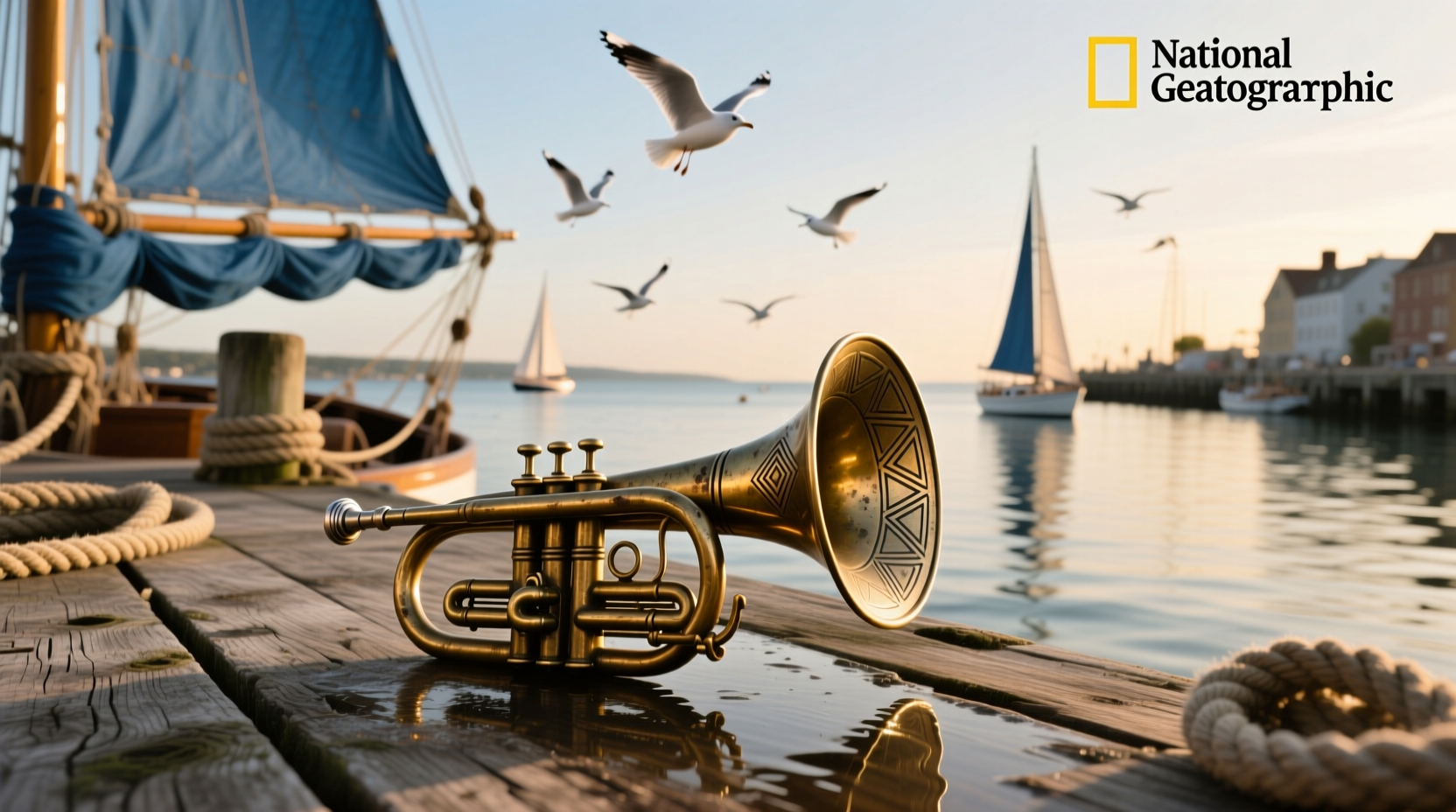 Hand-operated manual fog horn with rubber bulb and brass nozzle