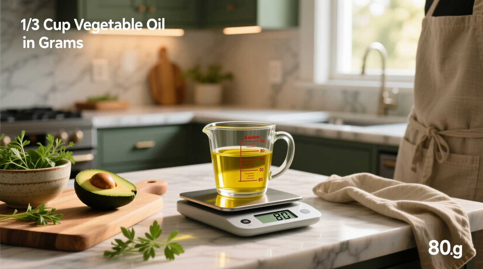 1/3 cup vegetable oil in grams