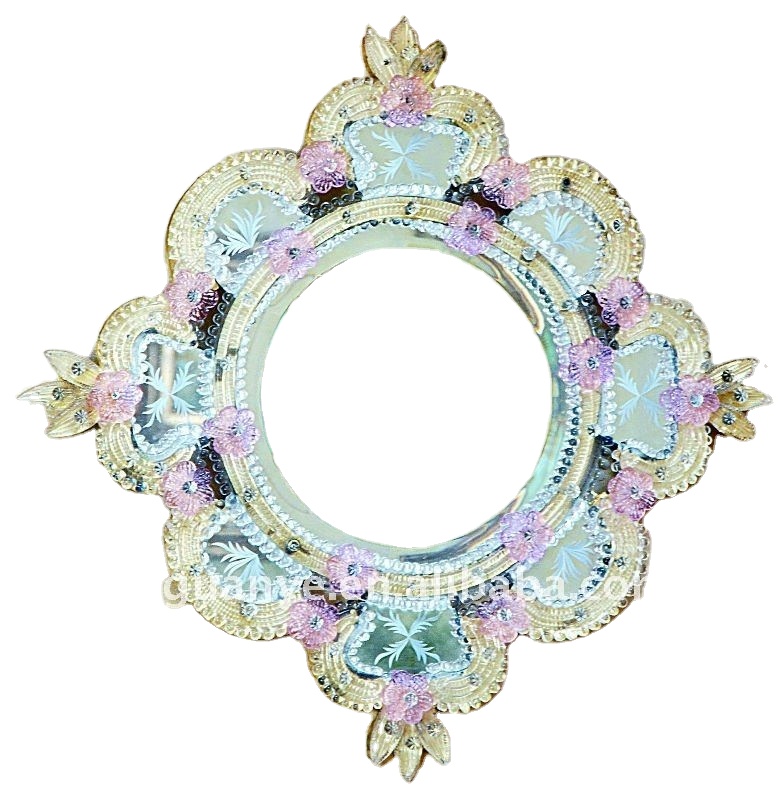 冠业oem现代新设计穆拉诺风格的水晶框架串珠镜子穆拉诺墙镜酒店项目