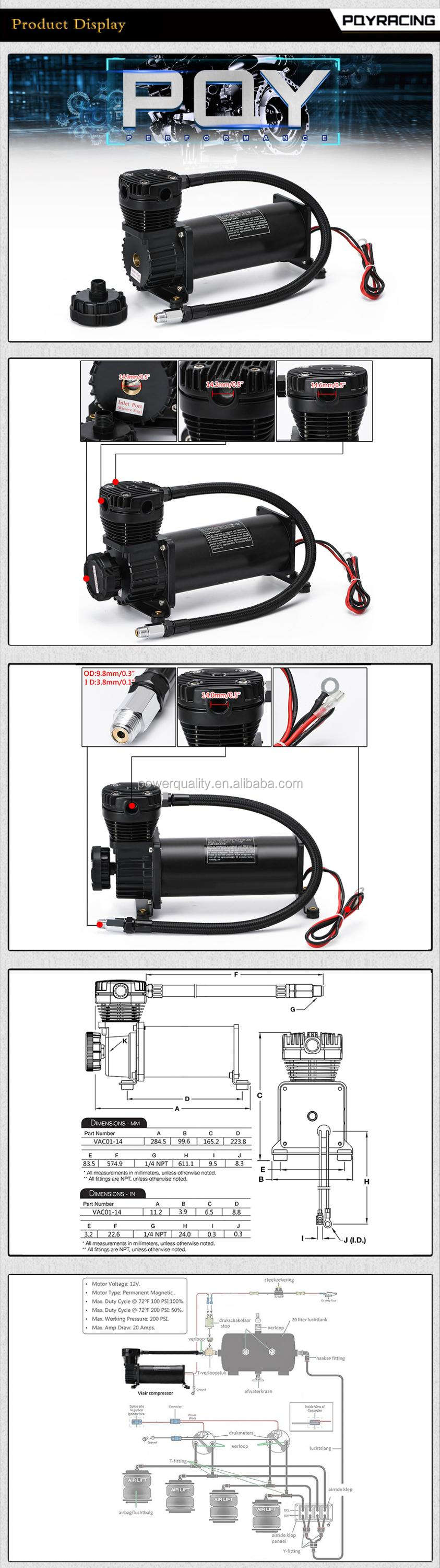 Air Suspension Compressor/ Pump DC 12V 480c MAXPOWER 200 PSI OUTLET 1/4 NPT - Foto 5