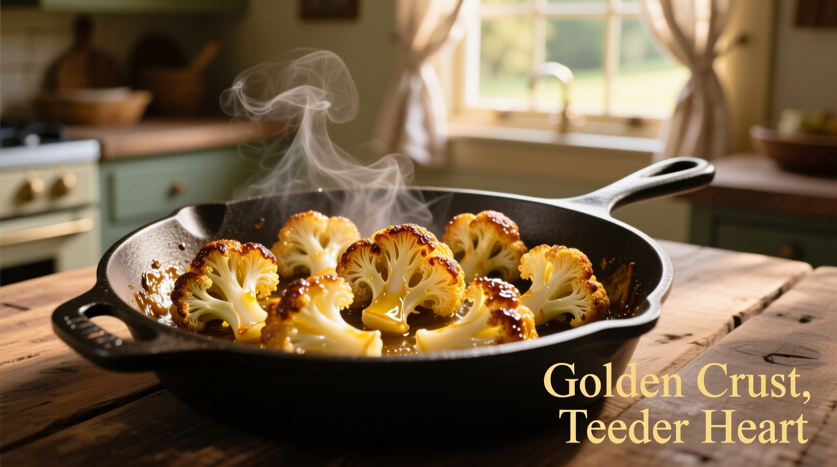 Perfectly golden sautéed cauliflower in skillet