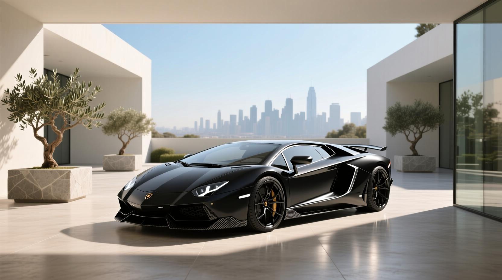 Close-up of Lamborghini interior showcasing premium materials