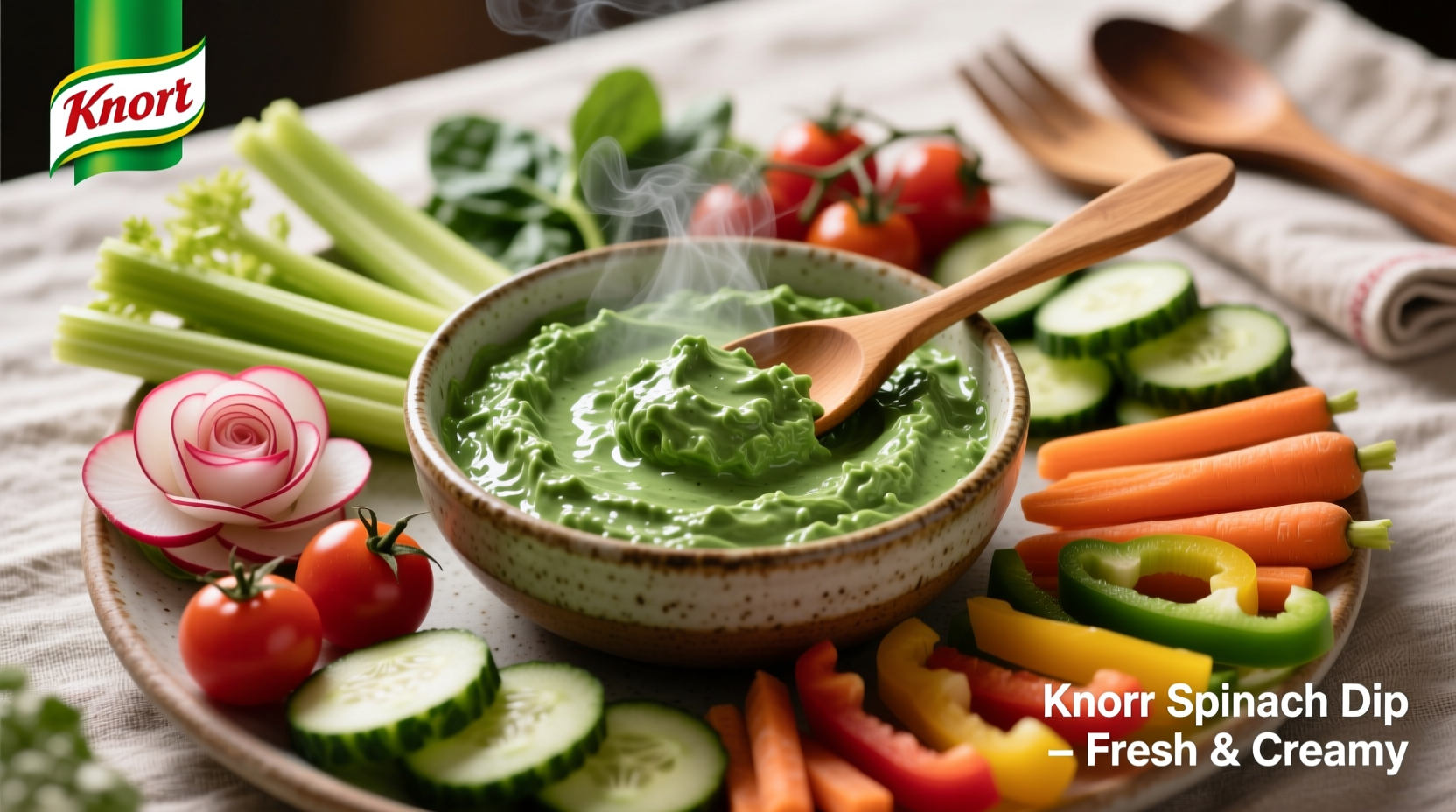 Knorr spinach dip served with vegetable crudités