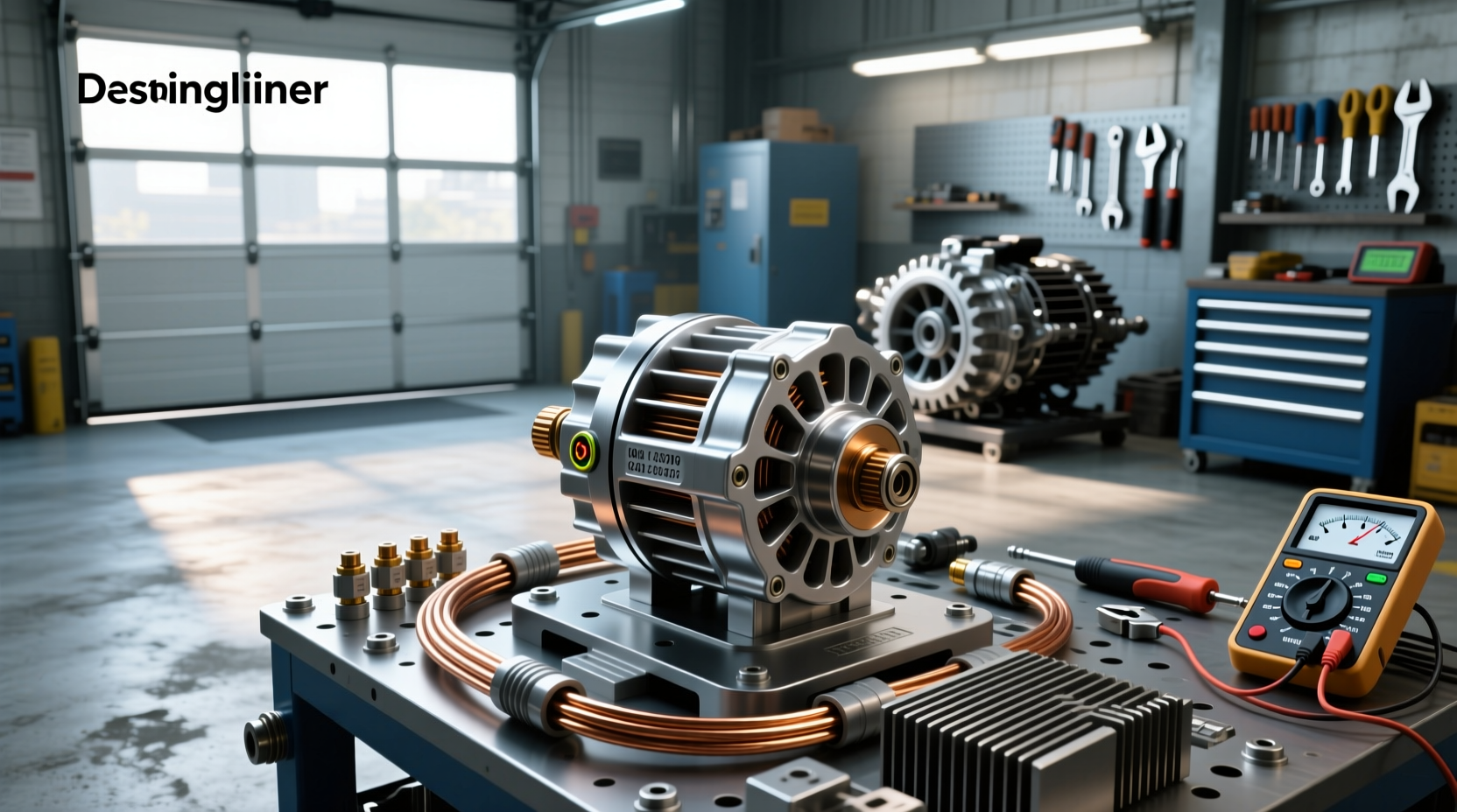 Close-up view of an alternator voltage regulator mounted on a car engine