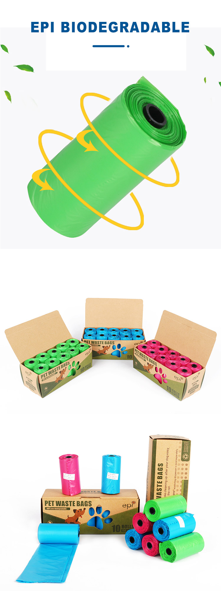 EPI Ecofriendly Biodegradable Dog Poop Pet Waste Bag LDPE Gravure Printing Pet Cleaning & Grooming Products Household , Pet HJ