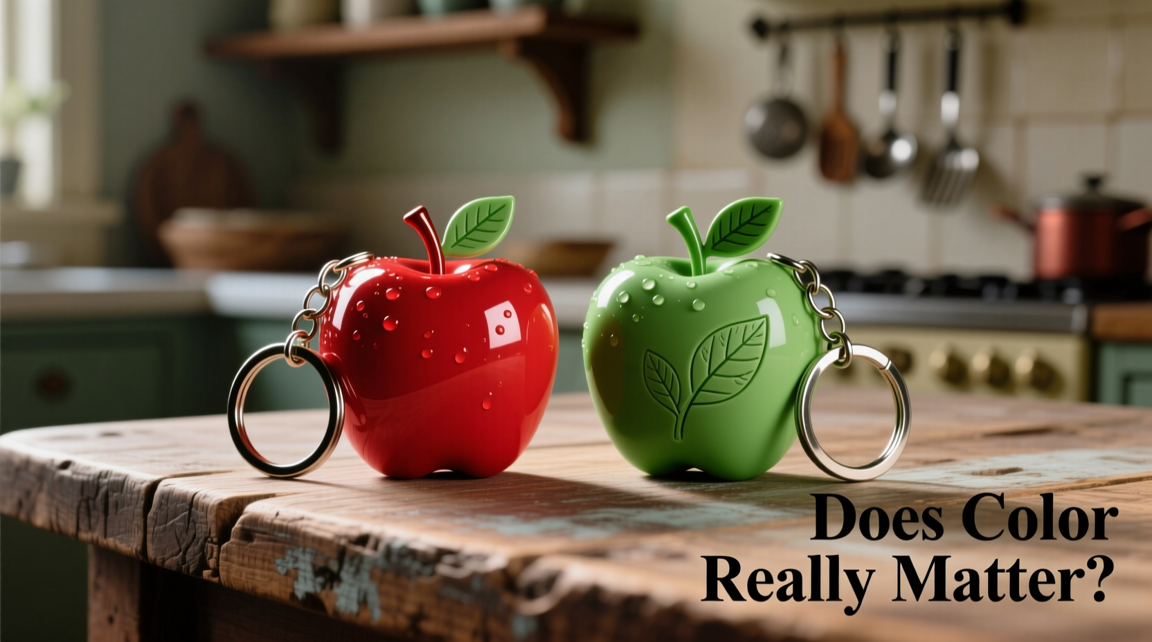 red apple keychain vs green apple keychain does color really matter