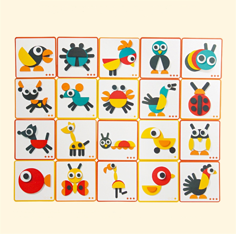 高品质29片包装儿童益智玩具动物几何形状儿童拼图