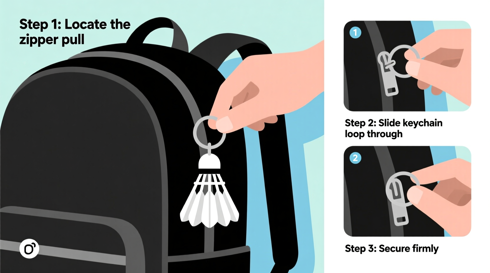 step by step guide to stylishly attach a badminton keychain to your backpack