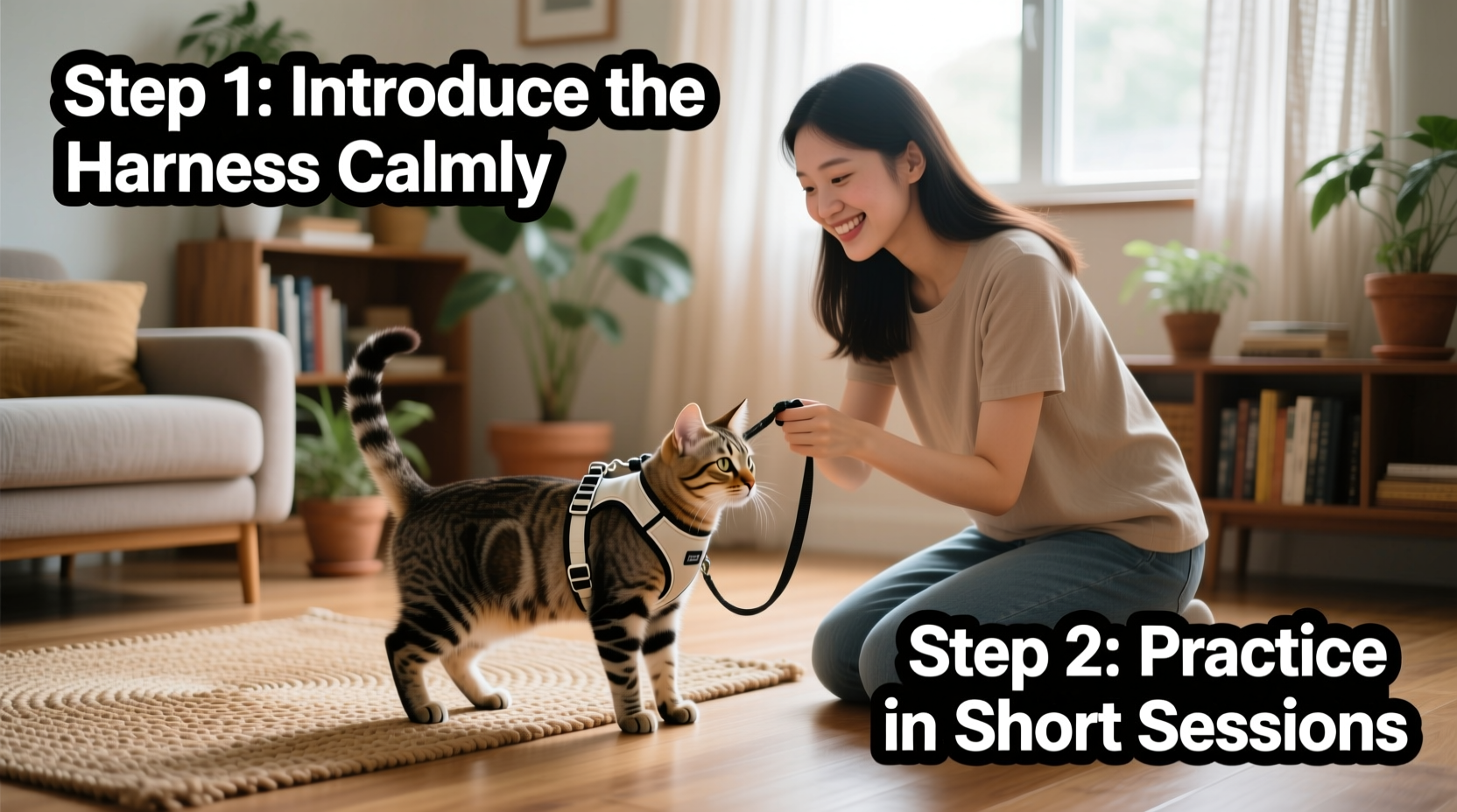 step by step guide to train your cat to walk confidently with a harness and leash