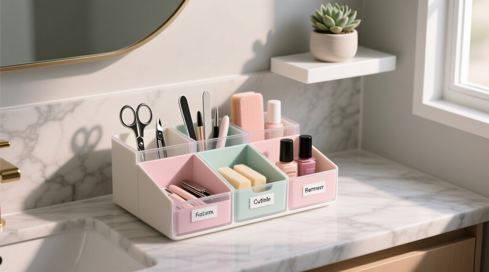 an organized nail care bin