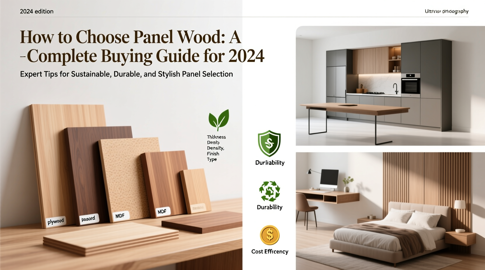 Engineered wood options including plywood, MDF, and OSB