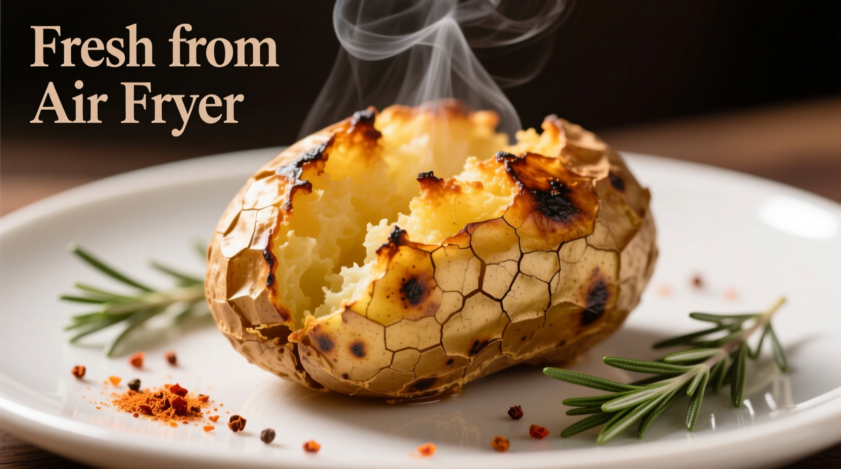 Crispy baked potato fresh from air fryer