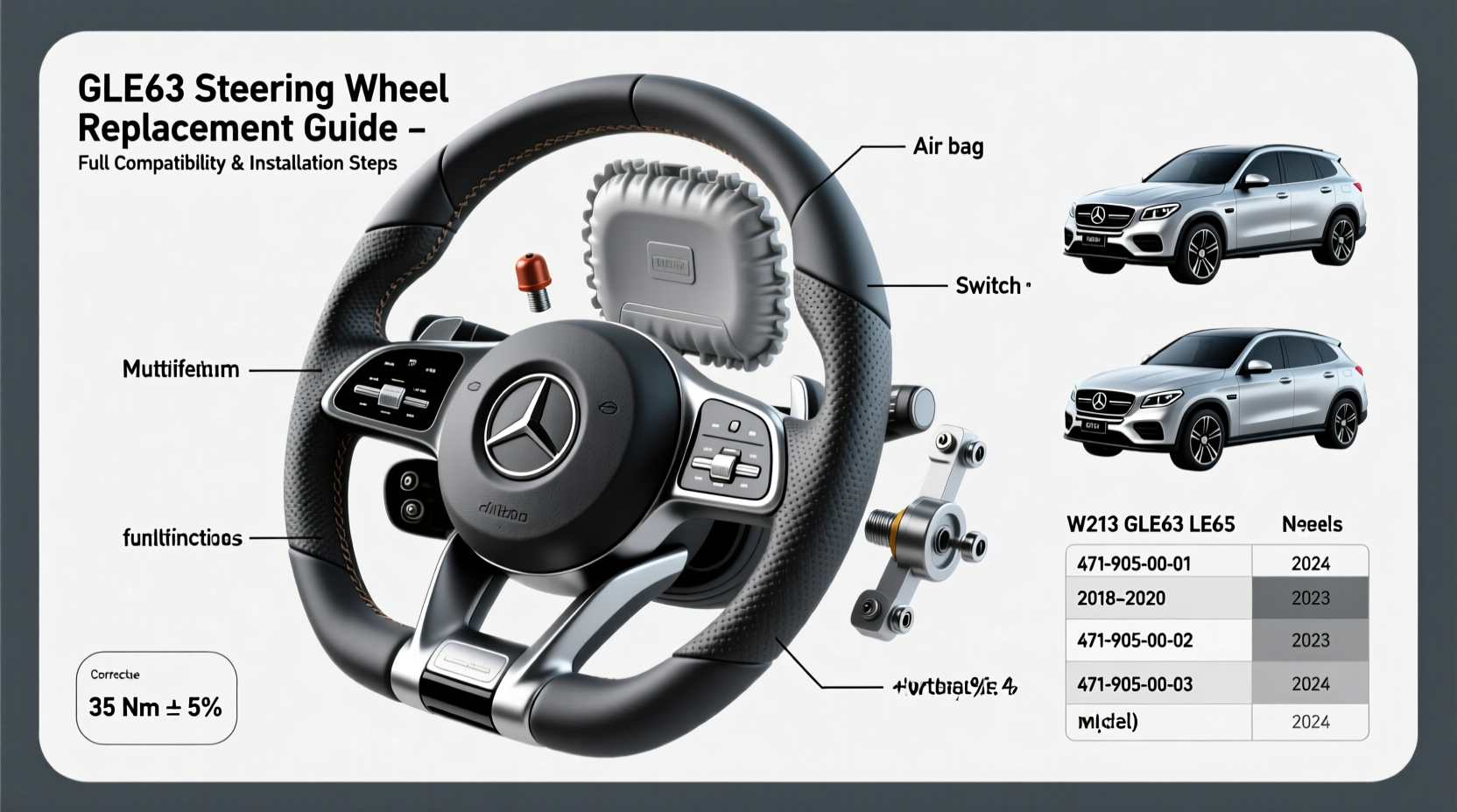gle63 steering wheel replacement