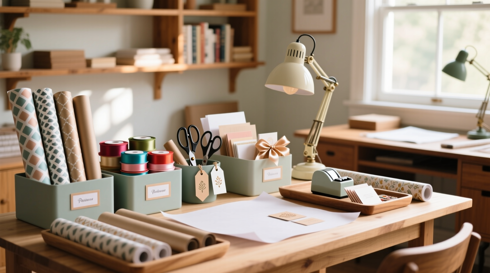 organize your gift wrap supplies