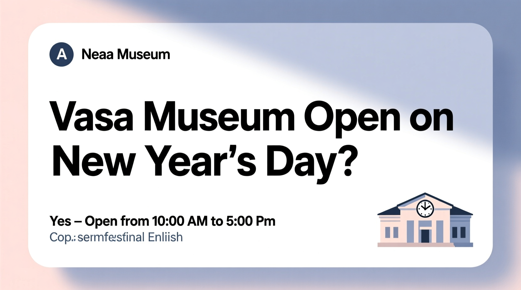 is vasa open on new years day