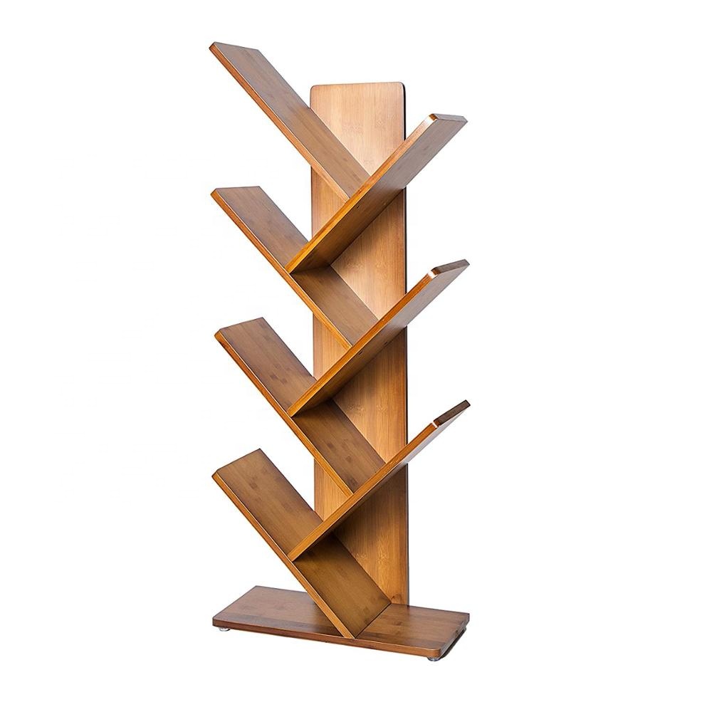 desktop stand bamboo book rack tree shape bamboo display bookcase storage rack shelf with magazine racks for home  office