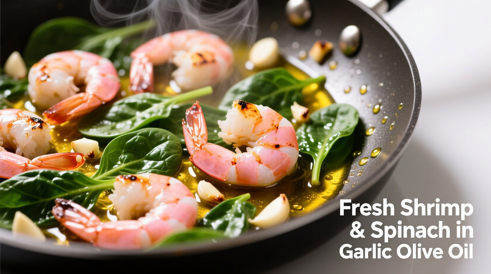 Fresh shrimp and spinach sautéed in garlic olive oil