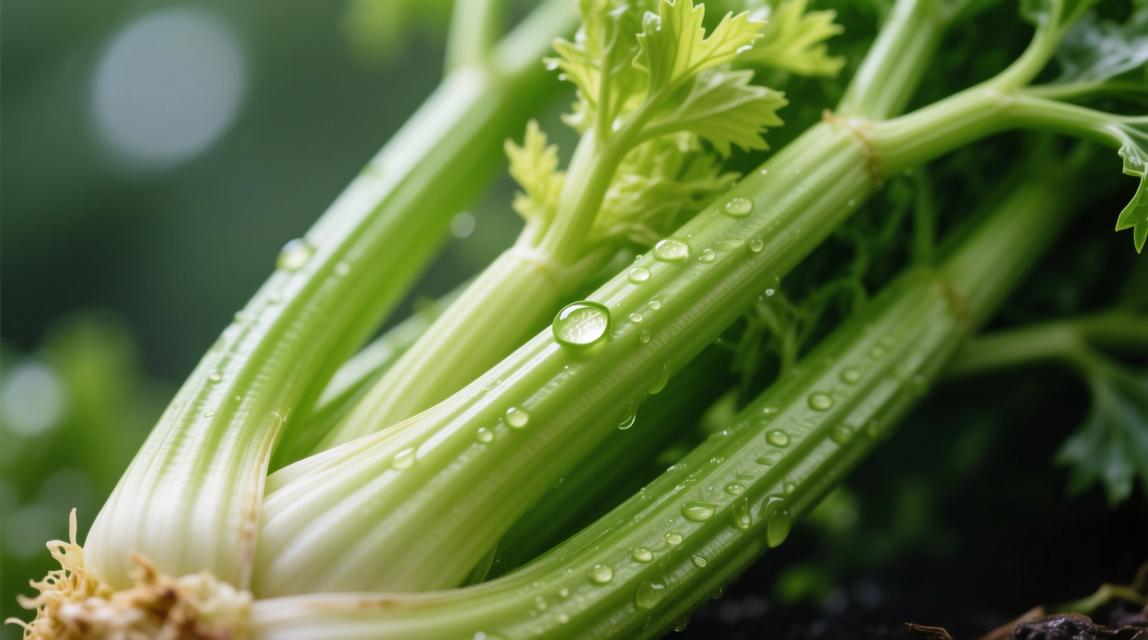 Fresh celery knobs with green stalks attached