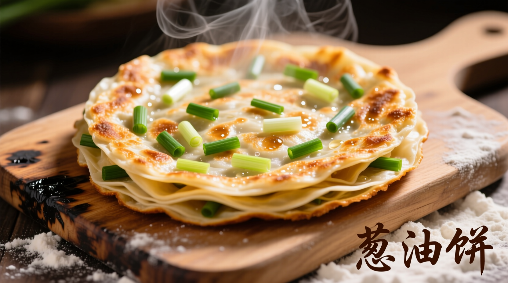 Freshly made Chinese spring onion pancakes