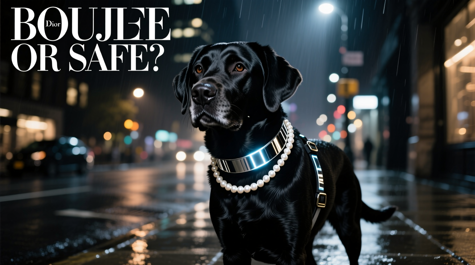 dog pearl necklace vs reflective collar is looking boujee worth risking your dogs safety at night